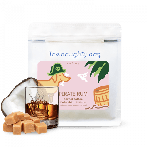 The naughty dog PIRATE RUM barrel coffee - rum-aged geisha